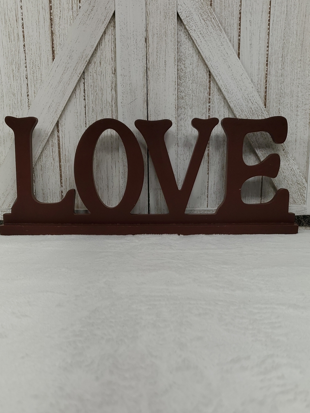 Burgandy LOVE Wooden Freestanding Tabletop Sign